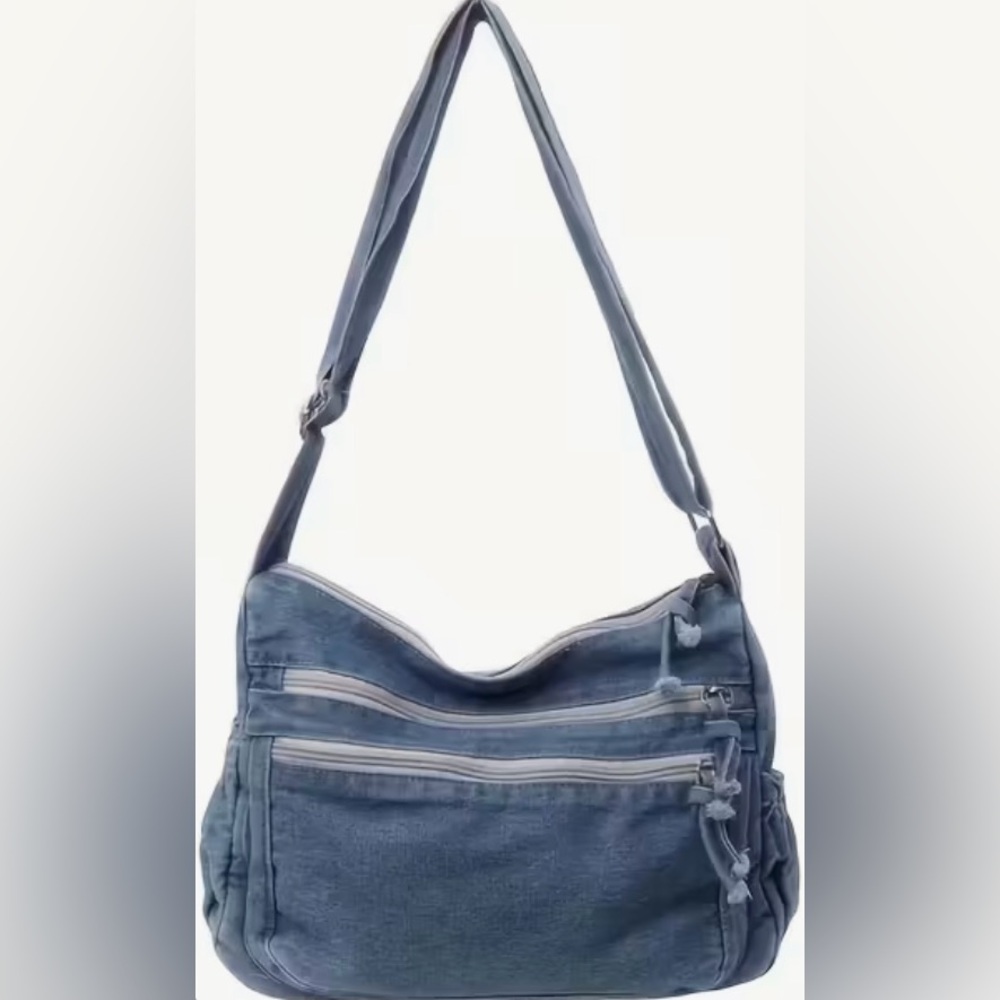 Everyday Blue Canvas Shoulder Bag - Casual Women’s Crossbody
